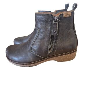 Pikolinos Brown Leather Ankle Boots Booties Granada Size 37 6.5 7 Arch Support